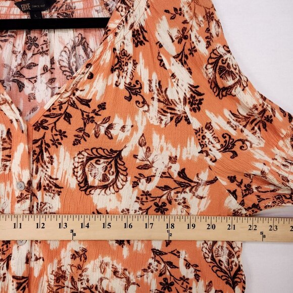 Frye Peasant Blouse Womens Size Large Boho Floral Balloon Sleeve Button Up Top - Picture 7 of 13
